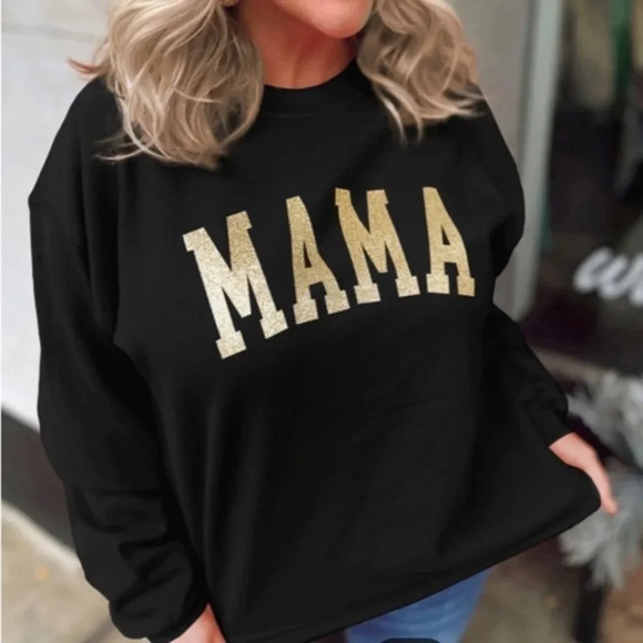 Mama Crew Neck Sweatshirt Relaxed Fit NWT - Picture 1 of 4